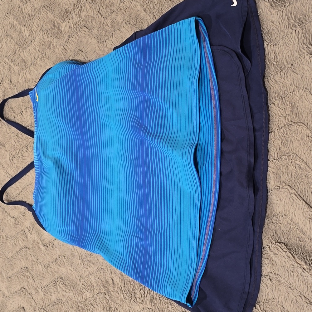 Blue Striped Tankini Top